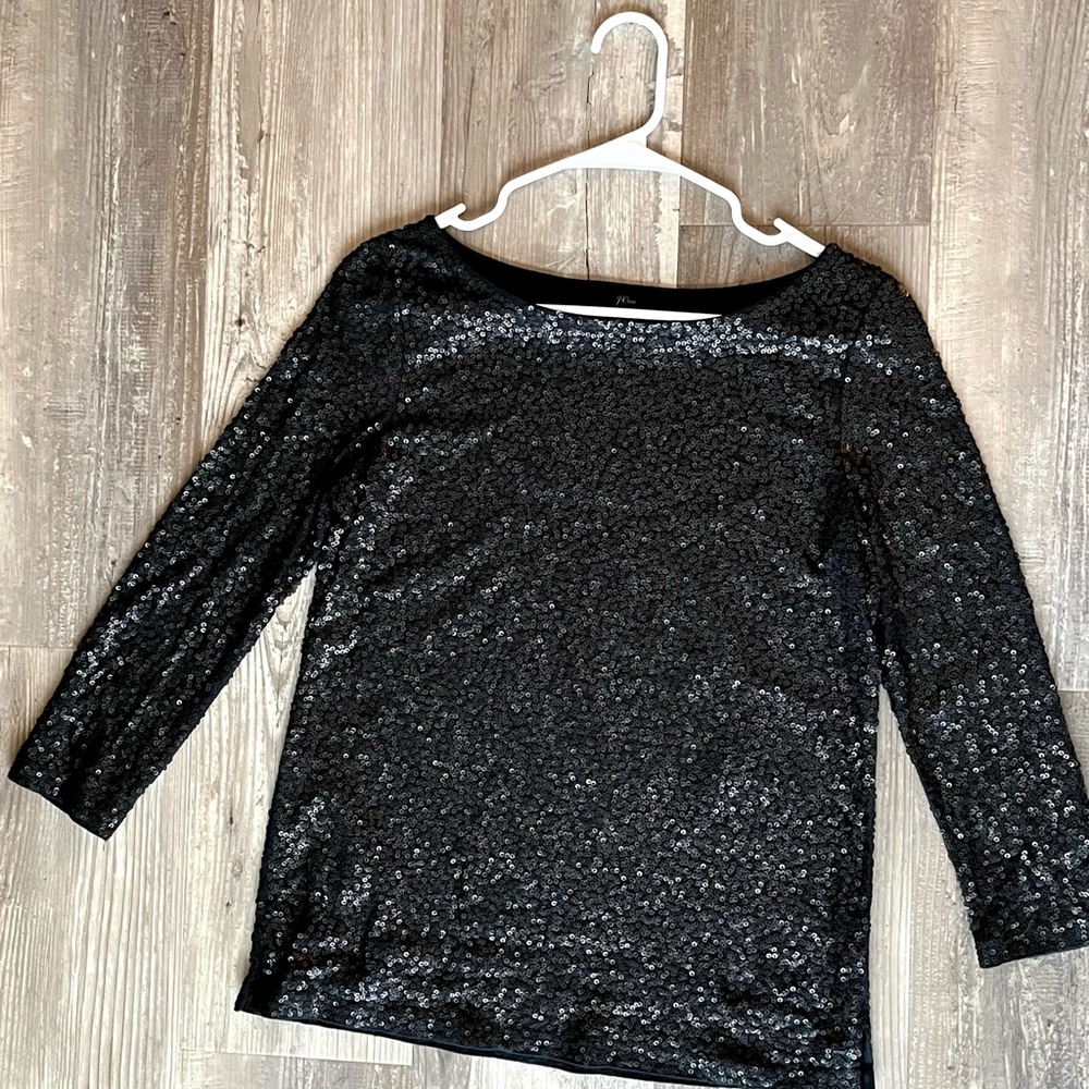 Dressy top. Sequin black long sleeve top.